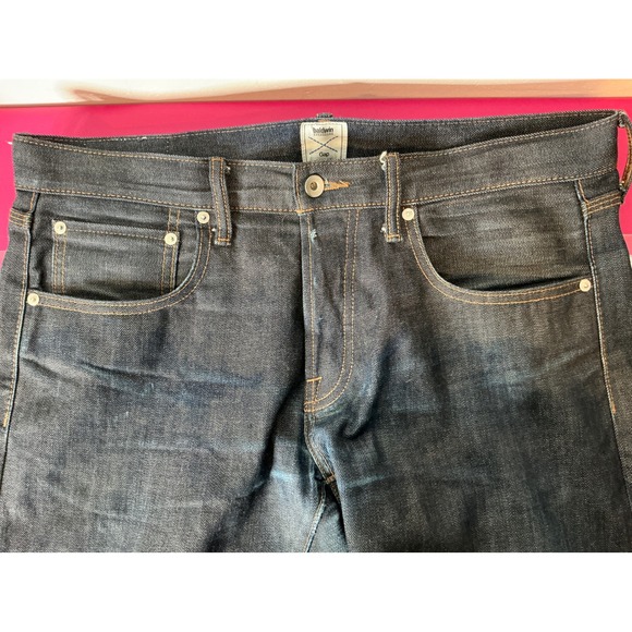 GAP x Baldwin Mens Dark Wash Raw Denim Jeans Sz 34x32 Button Fly Japanese Vibes - Picture 6 of 7